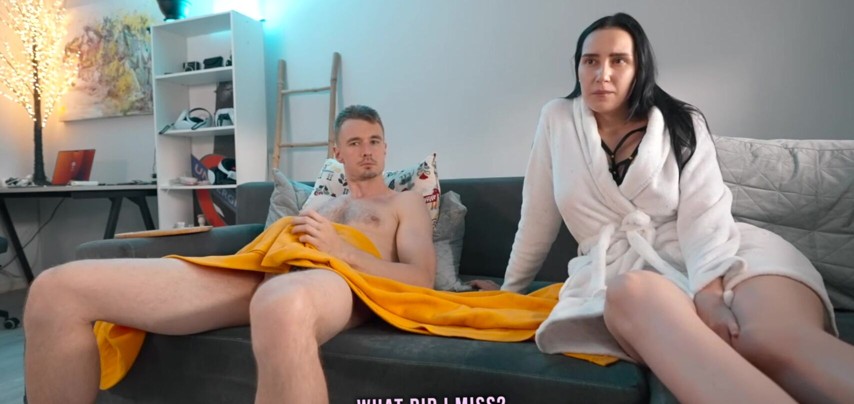 Why step mom hates cum? Step son fucks Step mothers mouth with oral  creampie in watching TV - Kisscat - XXX Video