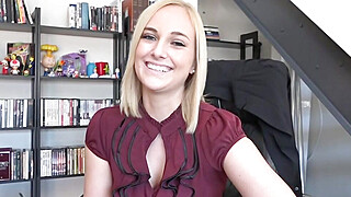 Blonde slut Kate England bounces her shaved cunt on a dick Porn Video