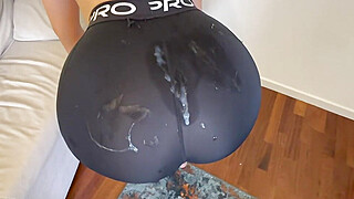 Handsfree Dry Hump Cumshot on my Nike Pros Big Boobs Porn Video