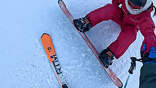 Taught her how to snowboard and then rewarded her with a CREAMPIE Big Boobs Porn Video