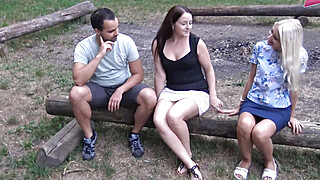 2 German couples have a foursome around the campfire Big Boobs Porn Video