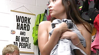 Four hard dicks for perky suspect at the backroom Big Boobs Porn Video