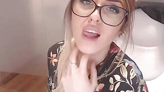 Sexy Hot Secretary with Glasses Masturbates at Desk Big Boobs Porn Video