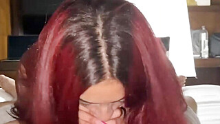 Redhead with Tattoos Worships Big Black Cock on Bed Big Boobs Porn Video