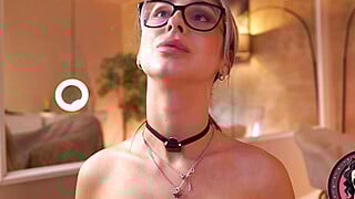 Blonde Glasses Tease in Red Straps Big Boobs Porn Video