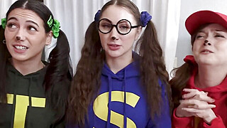 Trick or treat foursome with girlfriends Big Boobs Porn Video