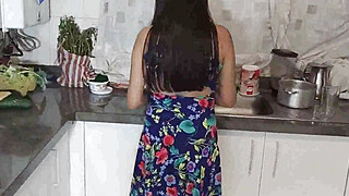 Annoyed stepfather takes advantage of his stepdaughter in the kitchen Big Boobs Porn Video
