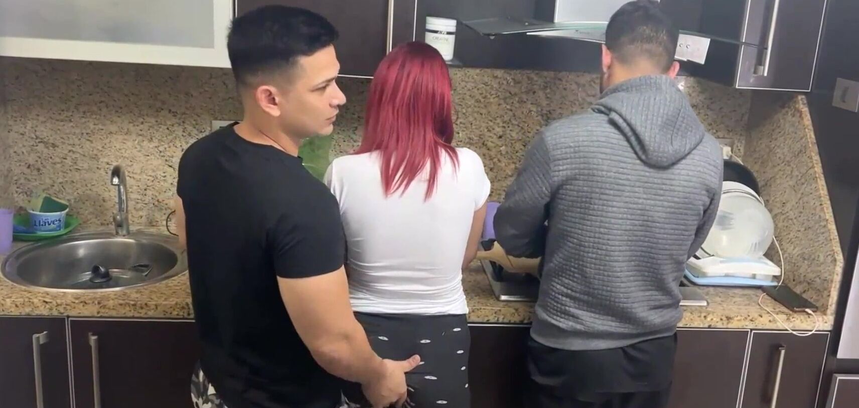 Wife and Husband Cooking but his Friend Gropes his Wife Next to her Cuckold Husband NTR Netorare - XXX Video